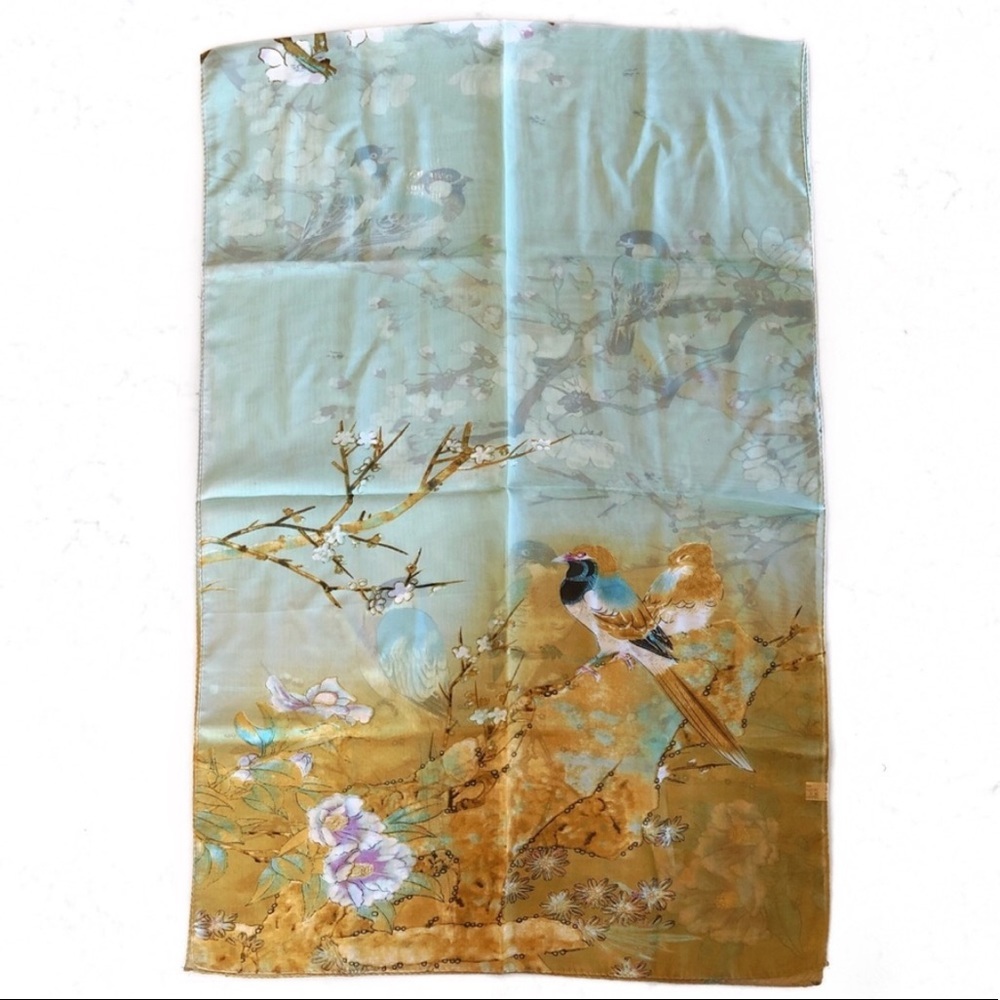 Cherry Blossoms Bird Chiffon Scarf - Picture 3 of 8